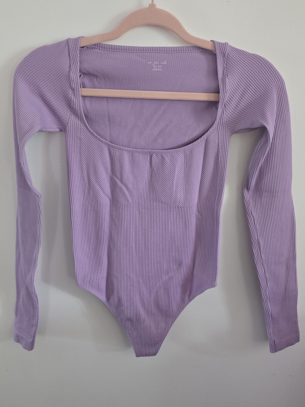 Out From Under Lavender Ribbed Seamless Square Neck Corset Bodysuit XS/S Lilac